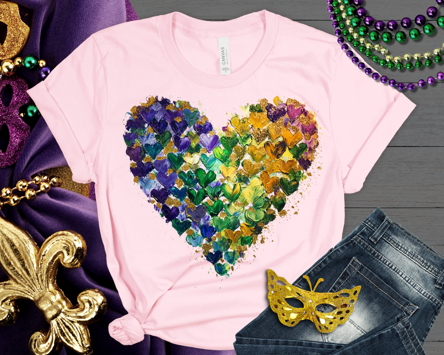 Mardi Gras Ombre Heart